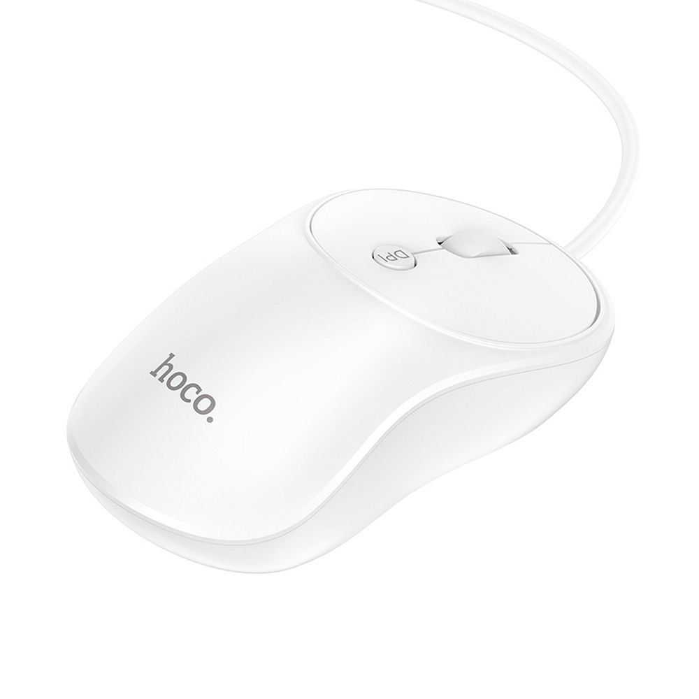 HOCO mysz komputerowa przewodowa USB A GM13 1,5 m biała