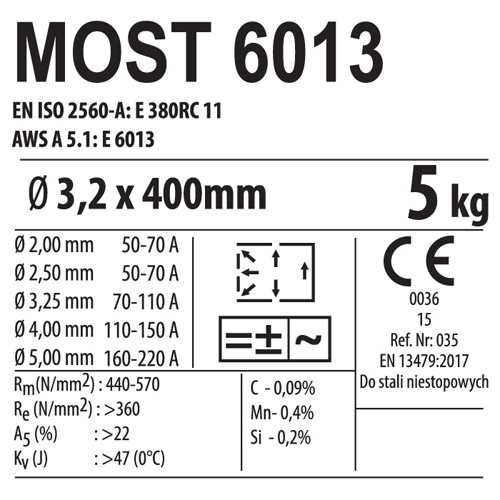 ELEKTRODY RUTYLOWE MOST 6013 (różowe) 3,2mm 5,0kg