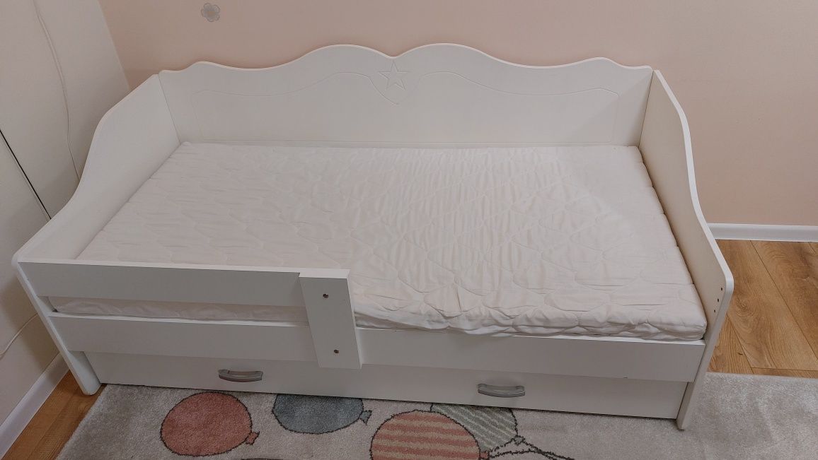 Łóżko białe, łóżeczko dziecięce 160 gwiazdka