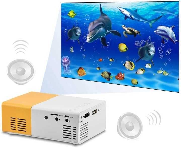 Projektor LCD  RZUTNIK 4K domowy projektor LED z głośnikiem biały