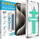 Zestaw 2szt Szkło Hartowane Ochronne Czarne 9H iPhone 15 PRO MAX