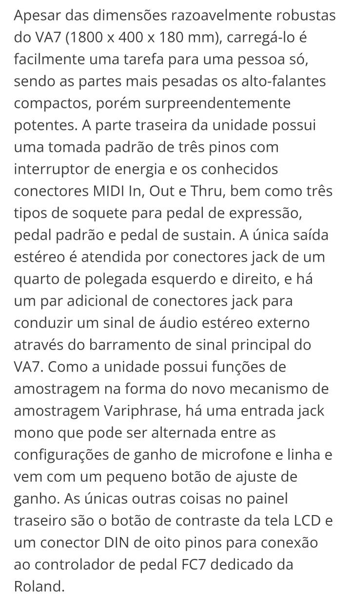 Teclado Roland VA-7 impecável