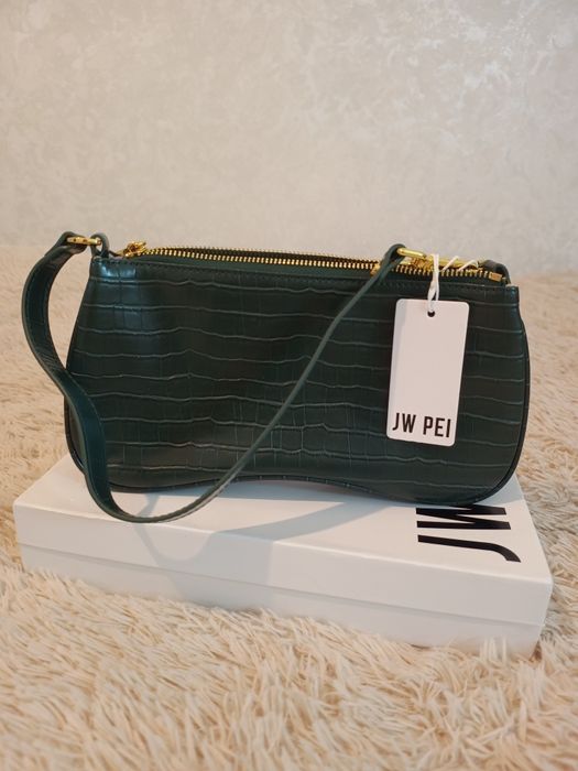 Жіноча сумка на плече JW PEI Eva Shoulder Bag-Dark Green Croc