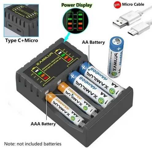 Смарт зарядное устройство для аккумуляторов АА и ААА Pujimax (4 слота)