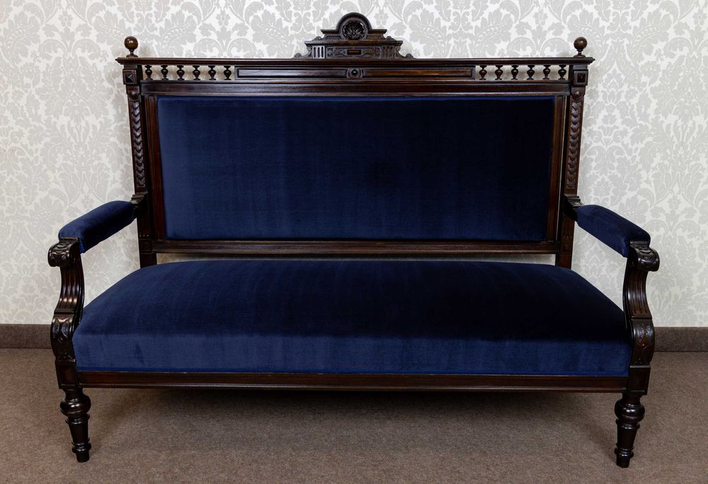 Neorenesansowy salonik sofa dwa fotele komplet wypoczynkowy
