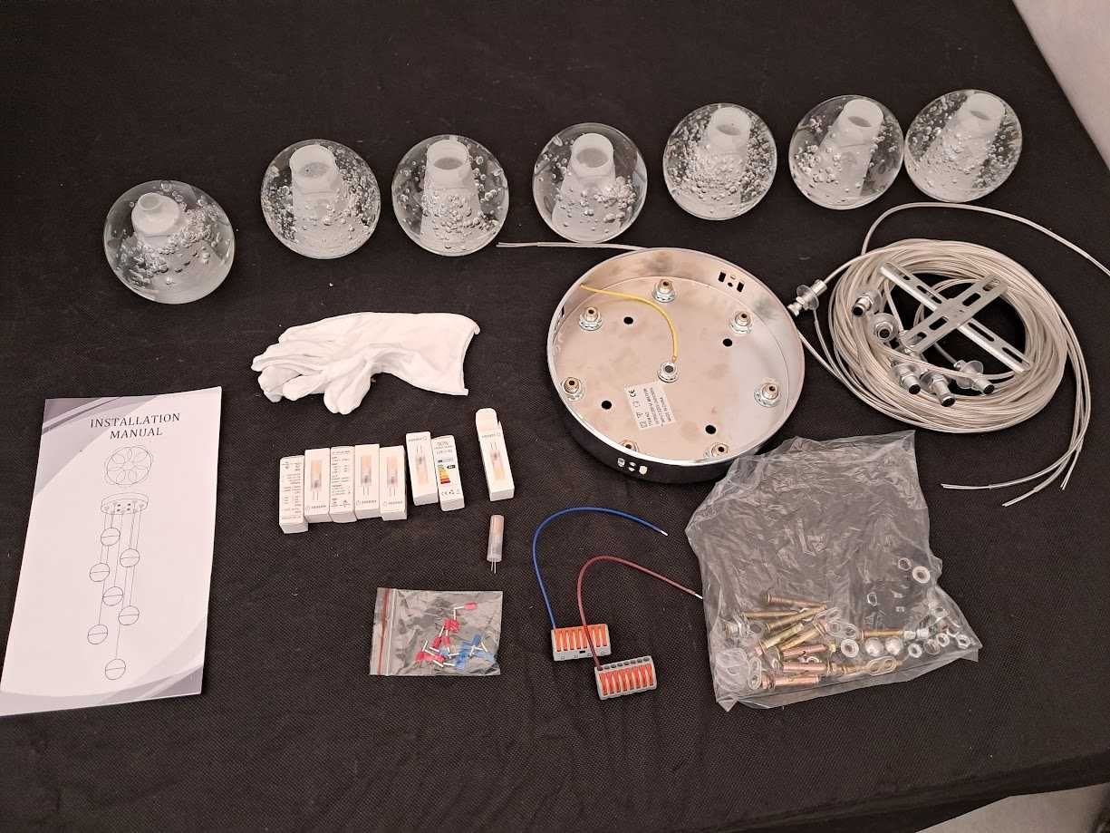 Lampa wisząca LED 7 kul kryształowych exlusive design