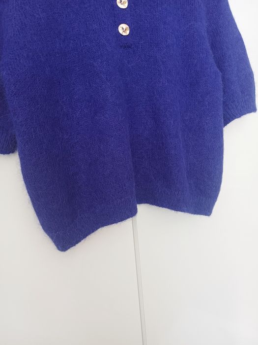 Massimo Dutti wełniany sweter wełna alpaka krótki rękaw złote guziki