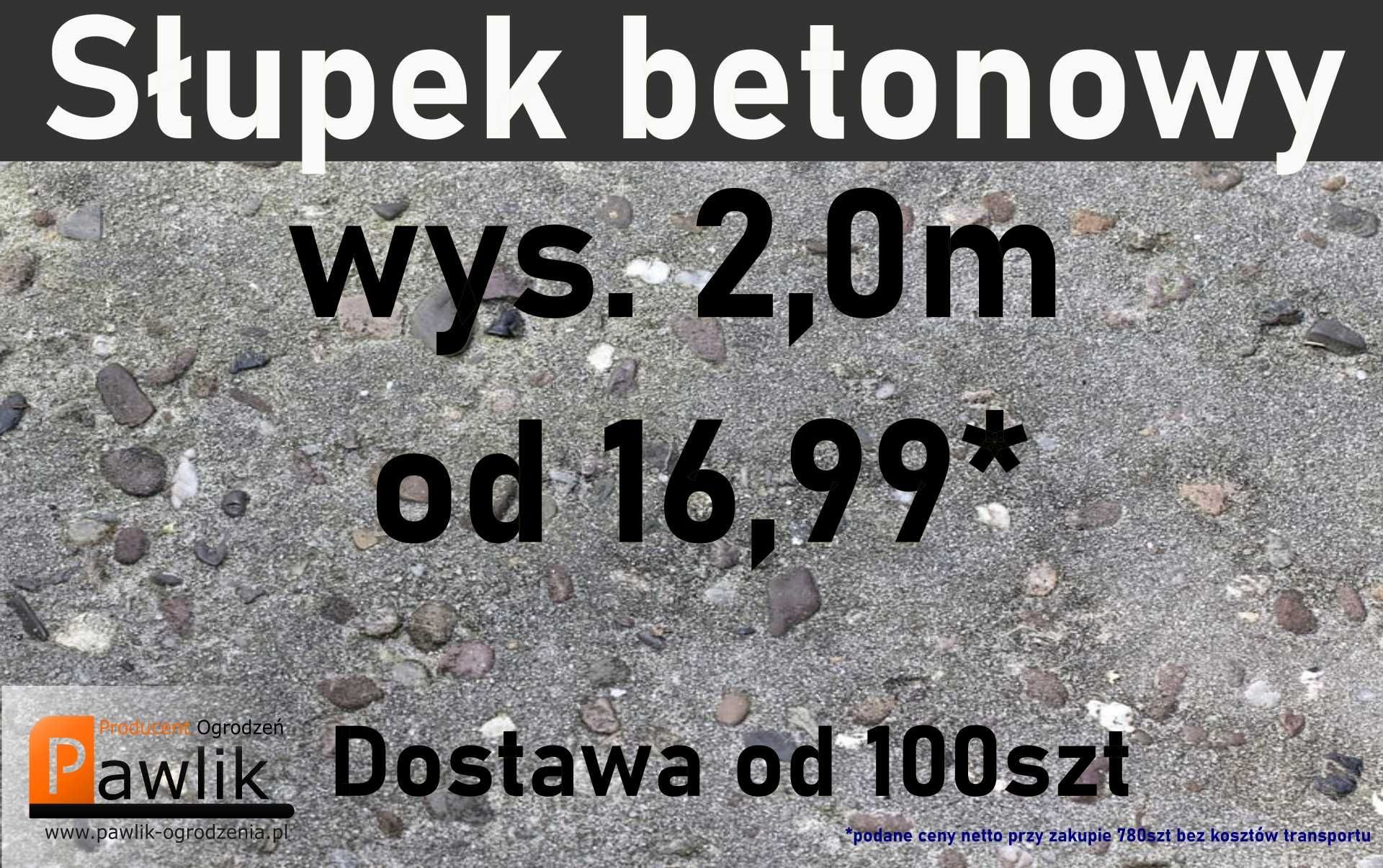 słupki betonowe, słupek betonowy do ogrodzenia siatka leśna csw  2,0m