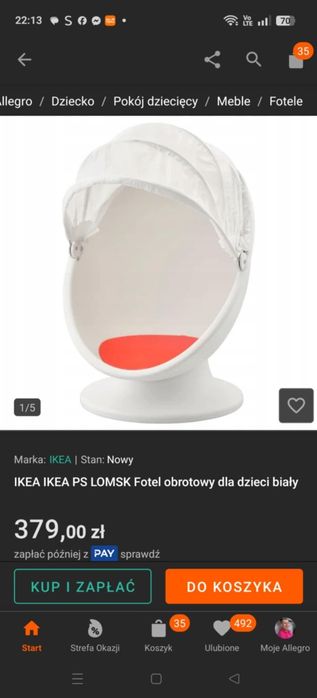 Fotele białe Ikea jajo lomsk