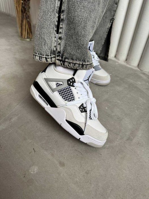 Кроссовки Nike Jordan 4 military / Джордан белые высокие 37 38 39 40