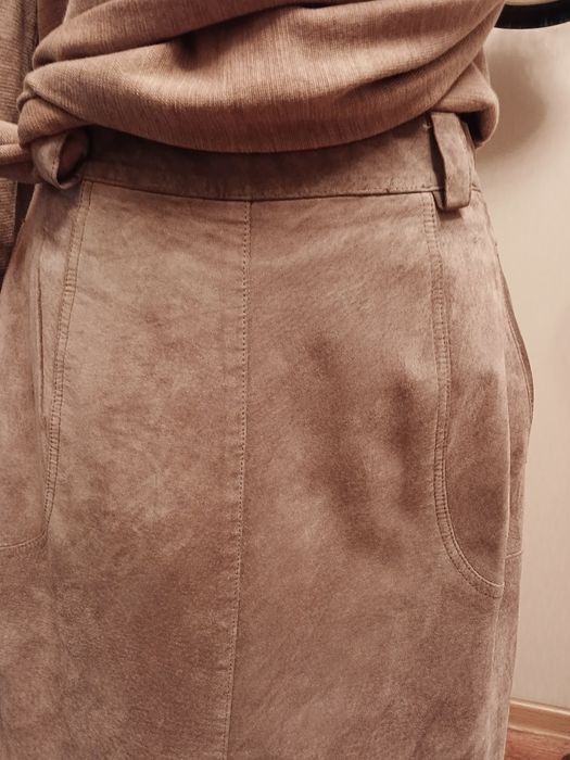 Спідниця натуральна замша довга М-L шкіряна макси юбка