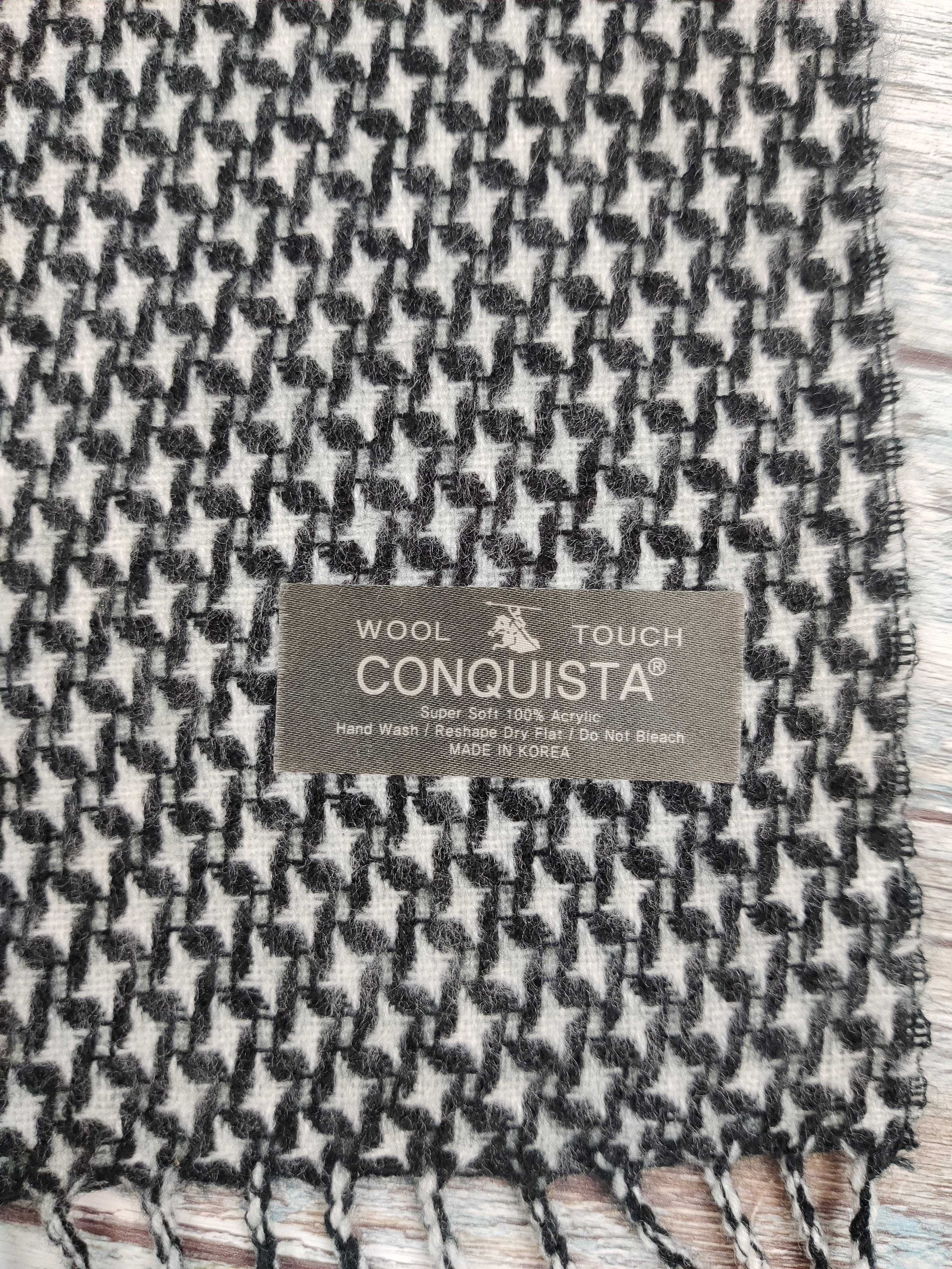 Conquista szary szalik w geometryczny wzór casualowa elegancja 32x150