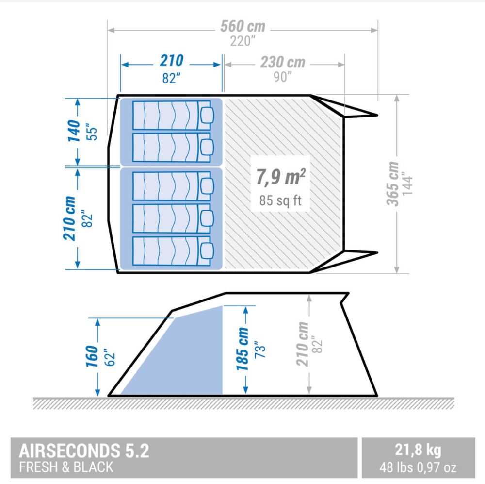 Namiot Quechua Air Seconds 5.2 F&B, 2 sypialnie