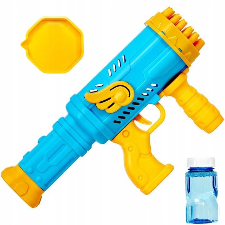 PISTOLET do baniek Mydlanych AUTOMAT generator oświetlenie LED + PŁYN
