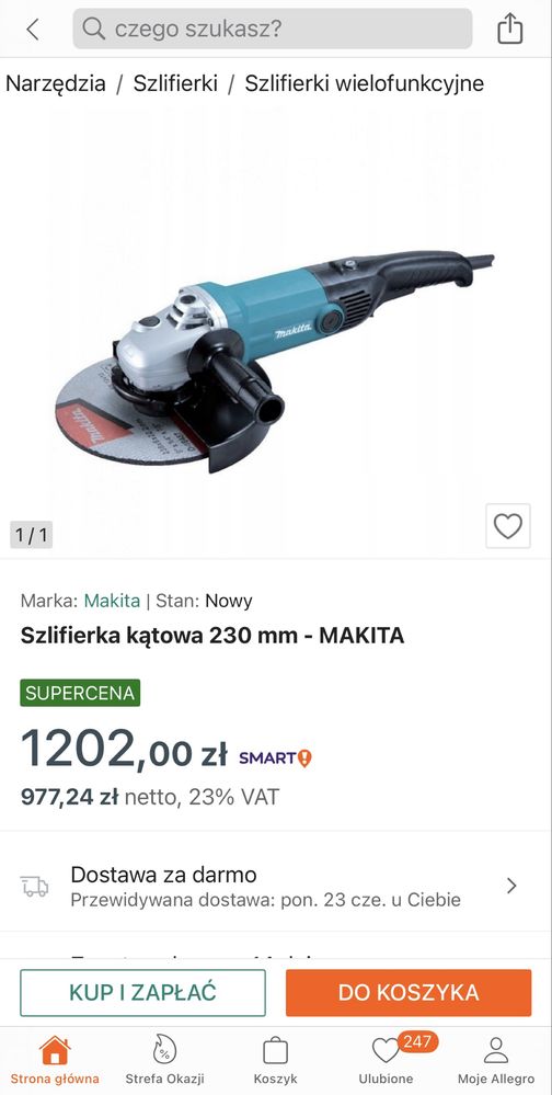Szlifierka kątowa Makita GA9012C 230mm + Box sprawna, zadbana Polecam