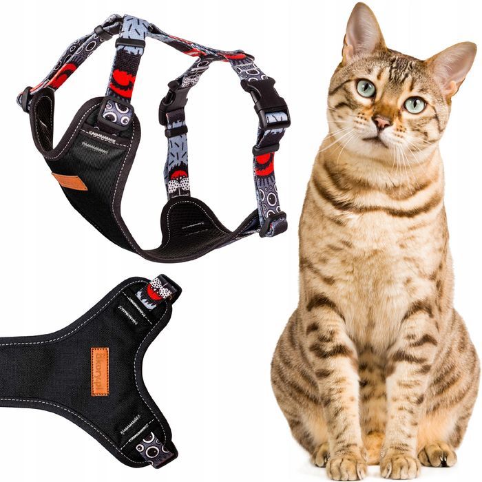 bezuciskowe szelki z regulacją dla małego kota kociak czarne potworki