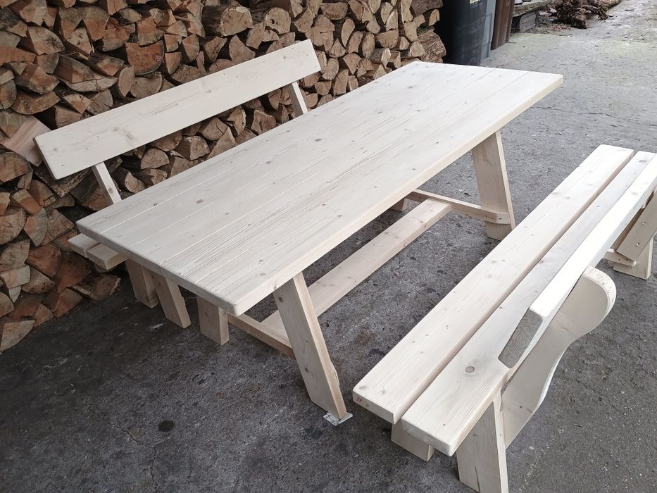 Komplet ogrodowy nowy stół+ dwie ławki solidna robota