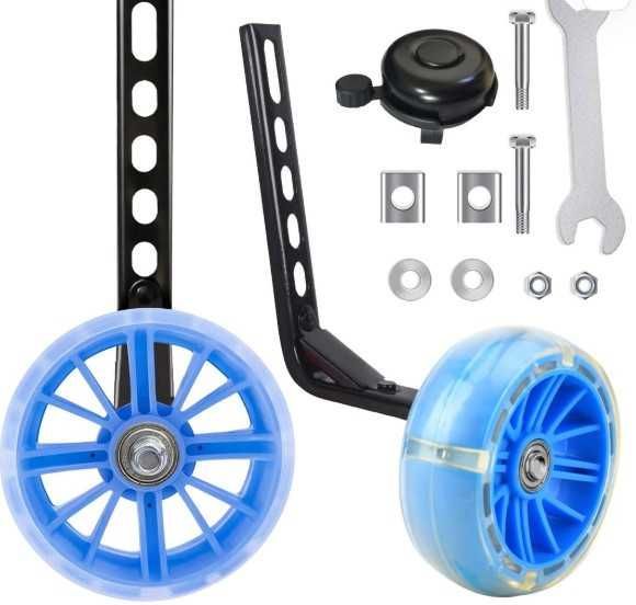 Kółka rowerowe dla dzieci kolor niebieski + dzwonek Sunshine smile