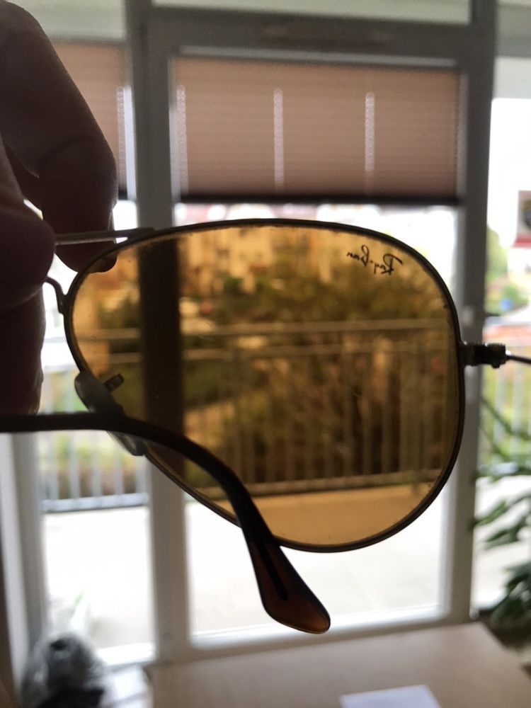 Ray ban okulary przeciwsloneczne aviator brązowe złote oprawki 58 oryg