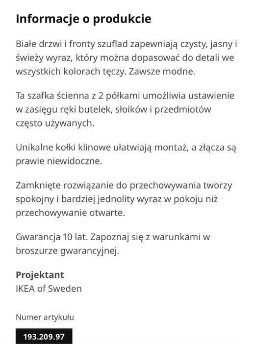 Szafka wisząca IKEA ENHET 40x32x75 biała