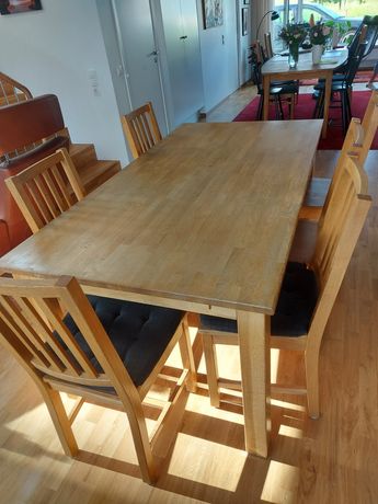Stół debowy z 6 krzesłami