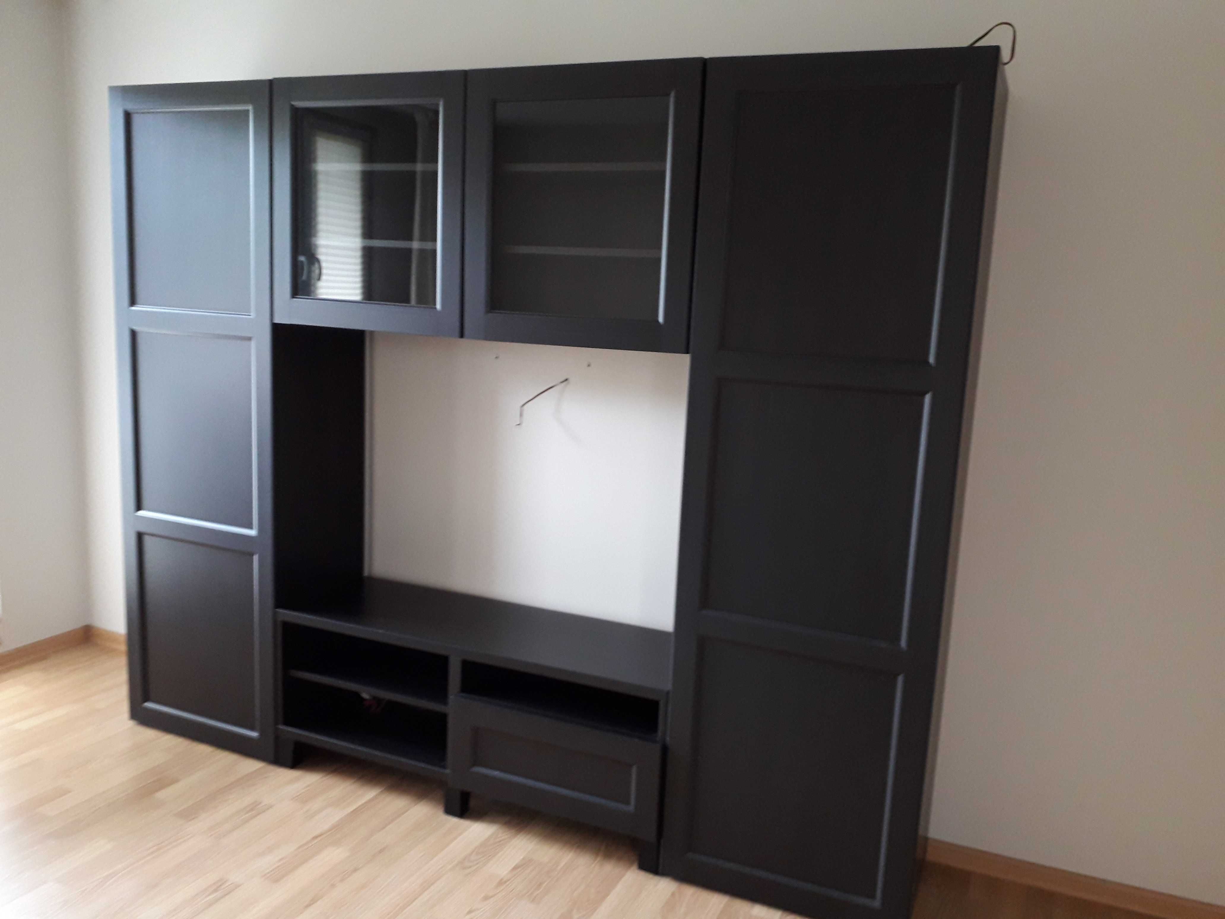 IKEA Besta Vassbo - zestaw czarnych mebli - szafka RTV +witrynka