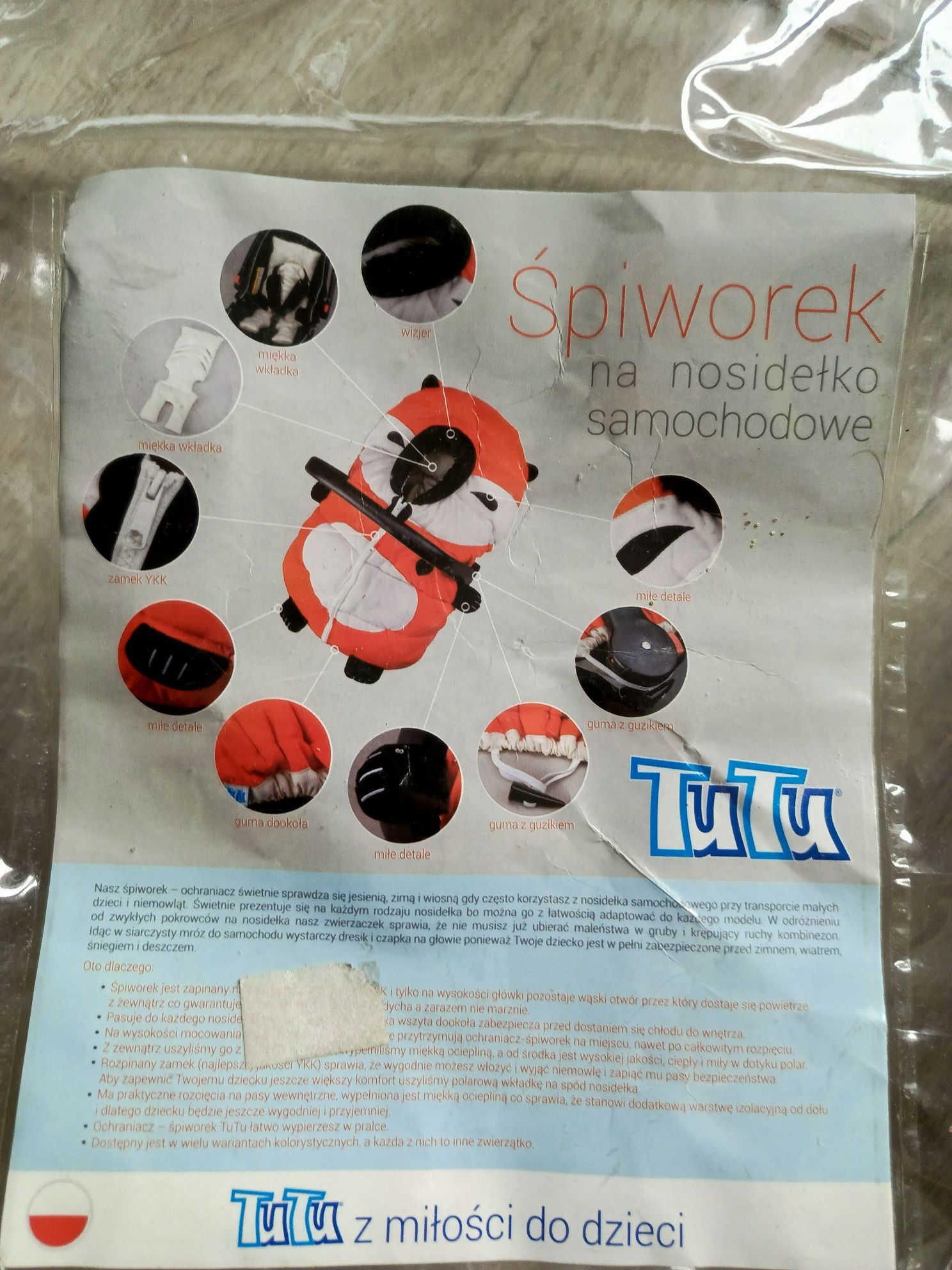 Otulacz Śpiworek niemowlęcy do fotelika nosidełka samochodowego