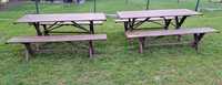 Duży stół ogrodowy 2,00x0,8 i ławki - 2 zestawy