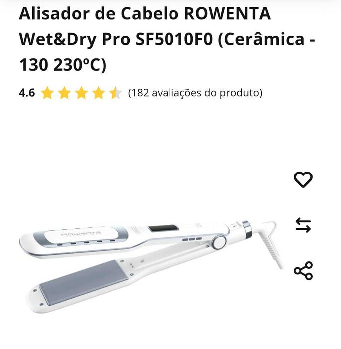 Alisador de Cabelo ROWENTA Wet&Dry Pro SF5010F0 (Cerâmica - 130 230ºC)