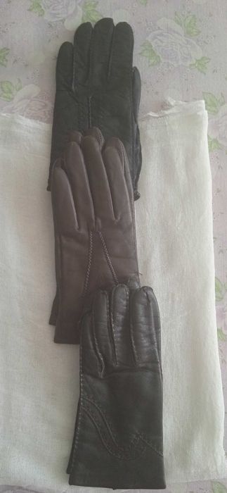 Шкіряні жіночі рукавички/розмір 6,5 - 7/4 пари/Нові/Ціна за 1