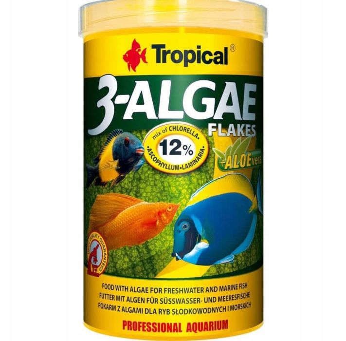 Sprzedam pokarm dla ryb Tropical 3-ALGAE FLAKES 1000ml - pokarm spirul