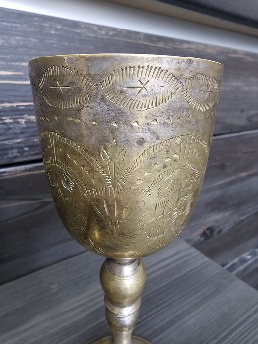 Бокалы металлические винтажные инкрустация резьбой