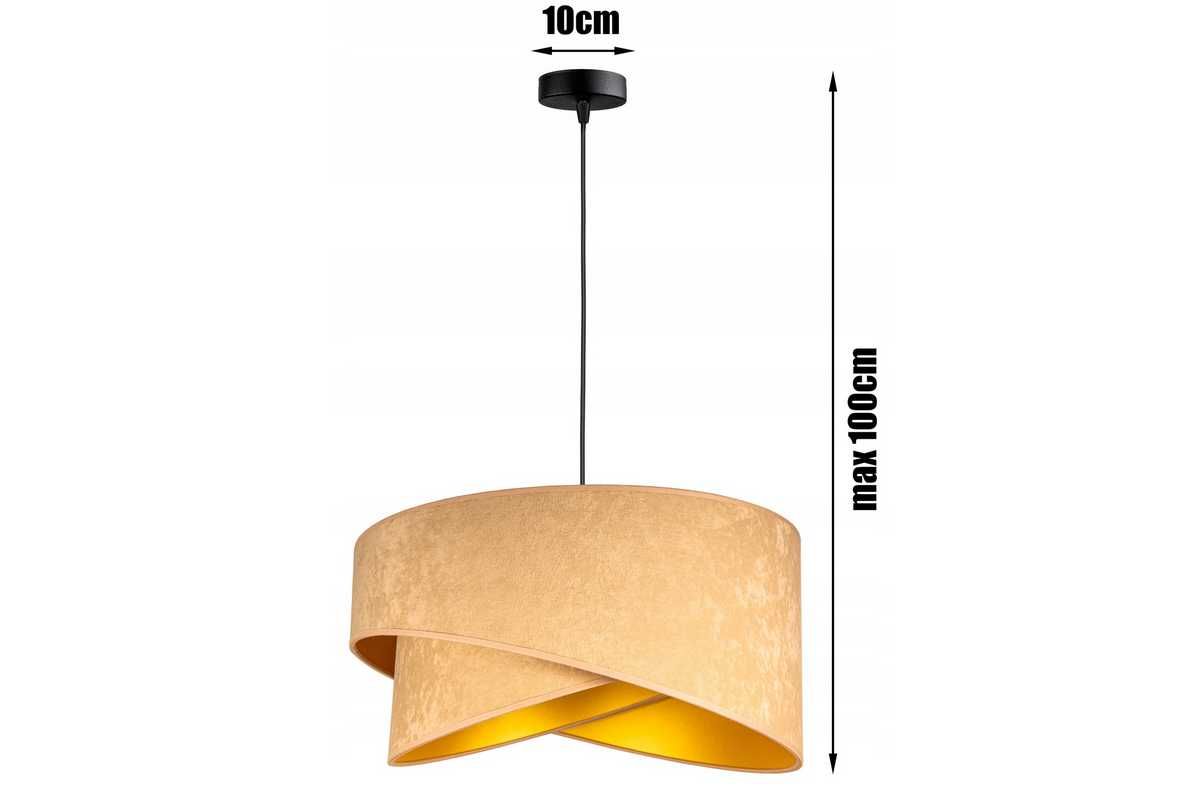 Stylowa Lampa Wisząca DO SALONU 45 cm Abażur Tkanina Złota Nowa