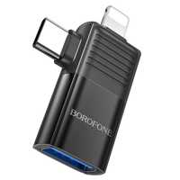 Borofone Adapter Bv18 - Lightning + Typ C Na Usb - Czarny