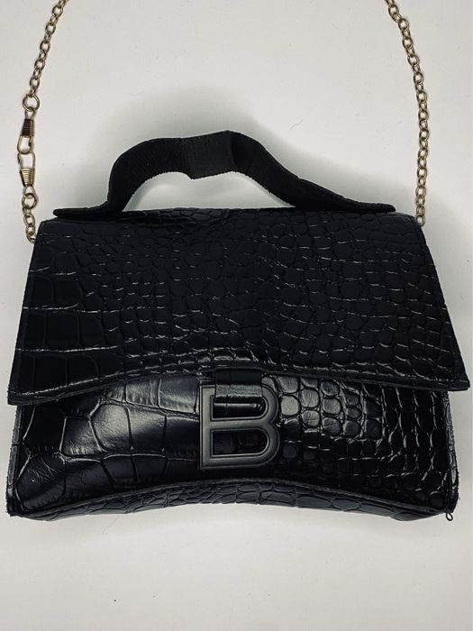 Balenciaga чорна сумка з тисненням під крокодила