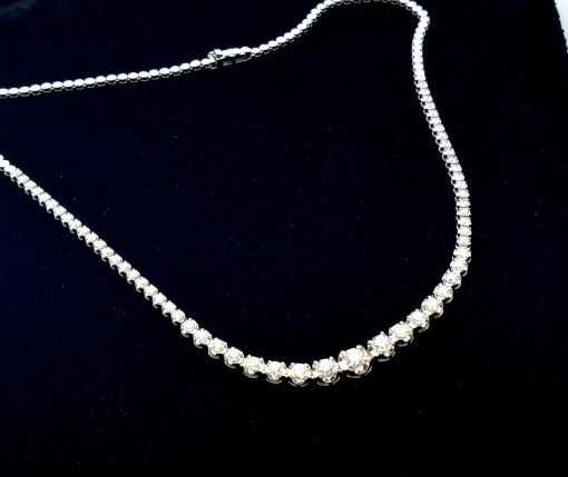 Złoty naszyjnik Kolia z Diamentami 47szt 2ct Pr.585 W:14,20gr 42,5cm