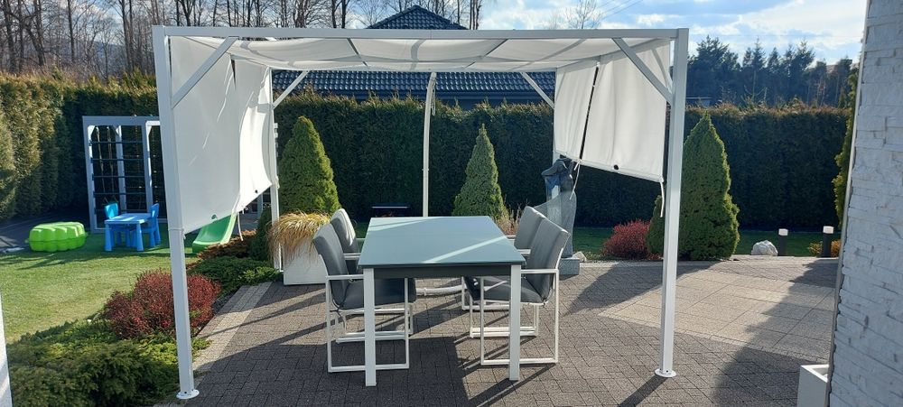 Pergola tarasowa 3m x 3 m biała metalowa