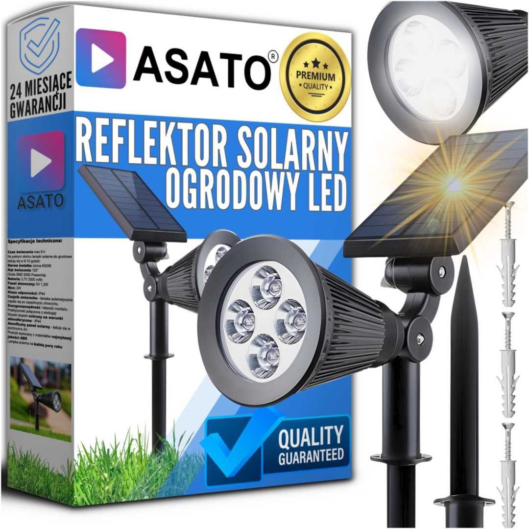 Solarna Lampa Ogrodowa 2w1 LED Wbijana w Ziemię Mocowanie na Ścianę