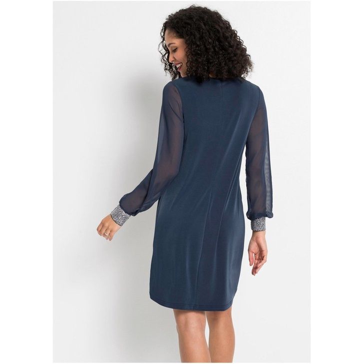 Bonprix elegancka sukienka koronkowa granat sztrasy 40-42