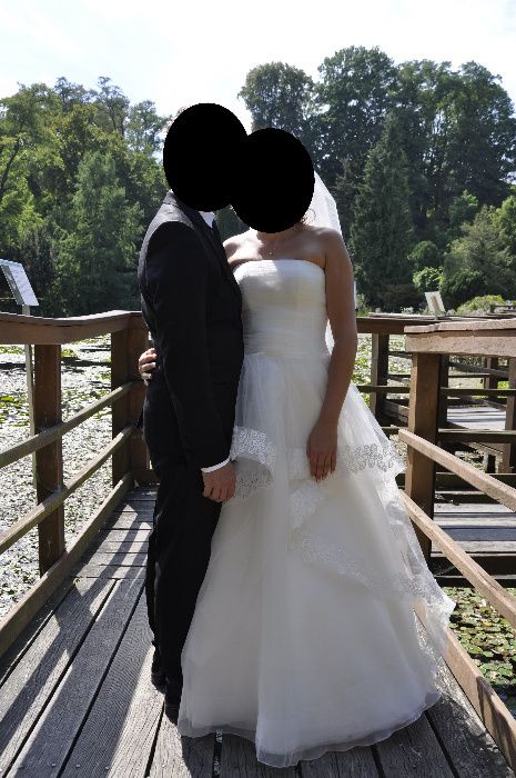 suknia ślubna papilio kolor śmietanka + bolerko z francuskiej koronki