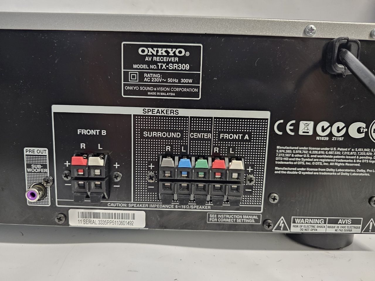 5.1-kanałowy amplituner kina domowego Onkyo TX-SR309