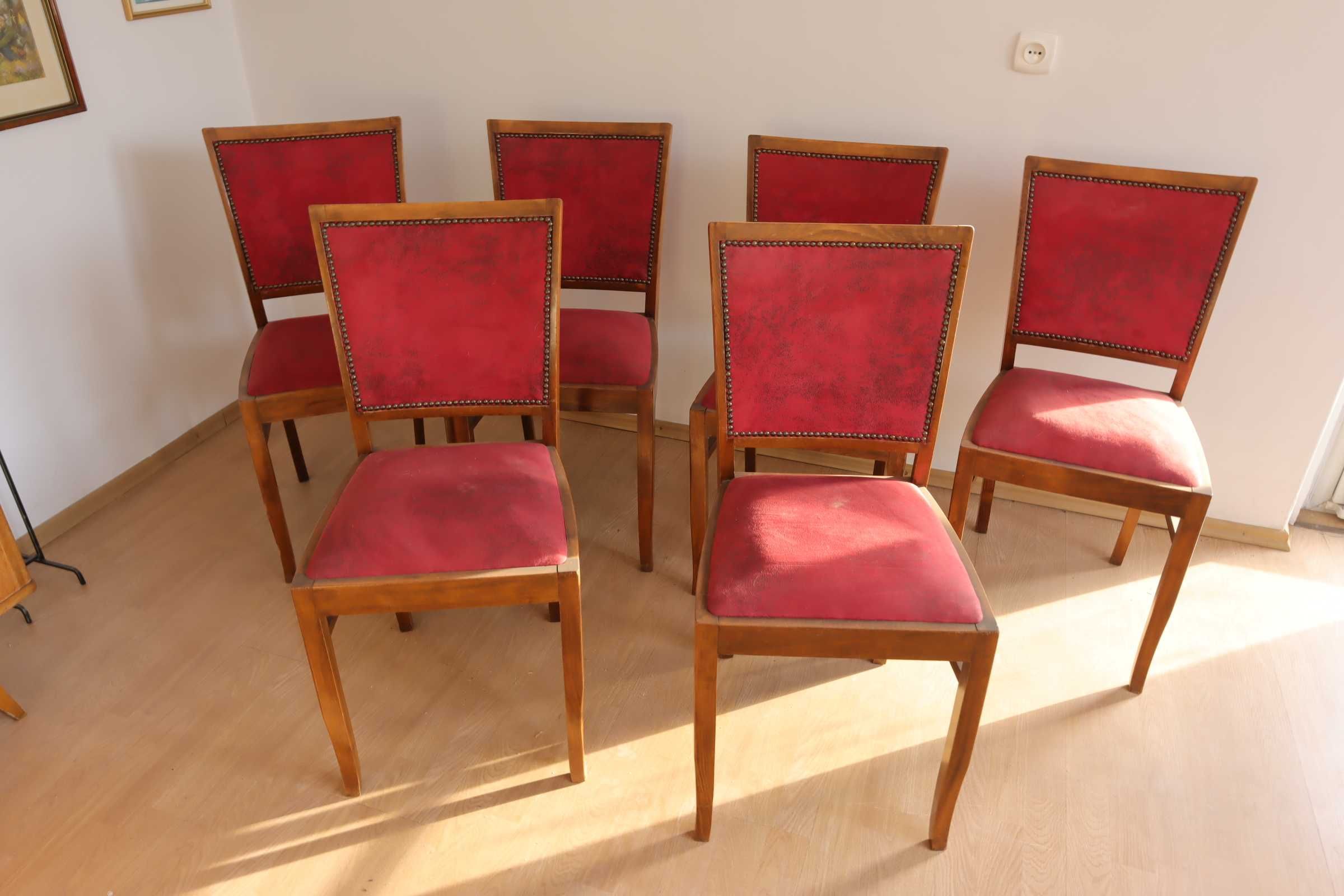 Krzesła drewniane tapicerowane PRL