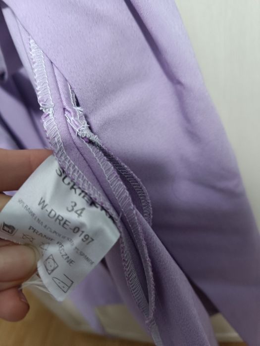 Sukienka fiolet przekładana kieszenie 34