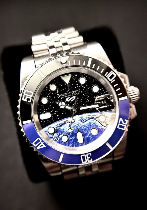 Customowy Zegarek Automatyczny „Seiko mod - Submariner Planeta Ziemia”