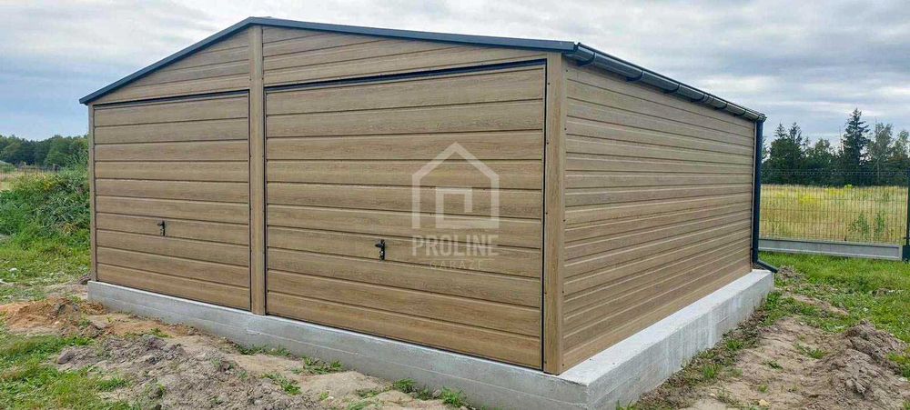 Garaż blaszany 6x 5,8m 2x brama drzwi okno rynny dach dwuspad PLG143