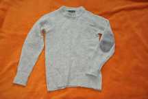 melanż sweter England Shetland 100% Wool ciepły r. S łaty futerko
