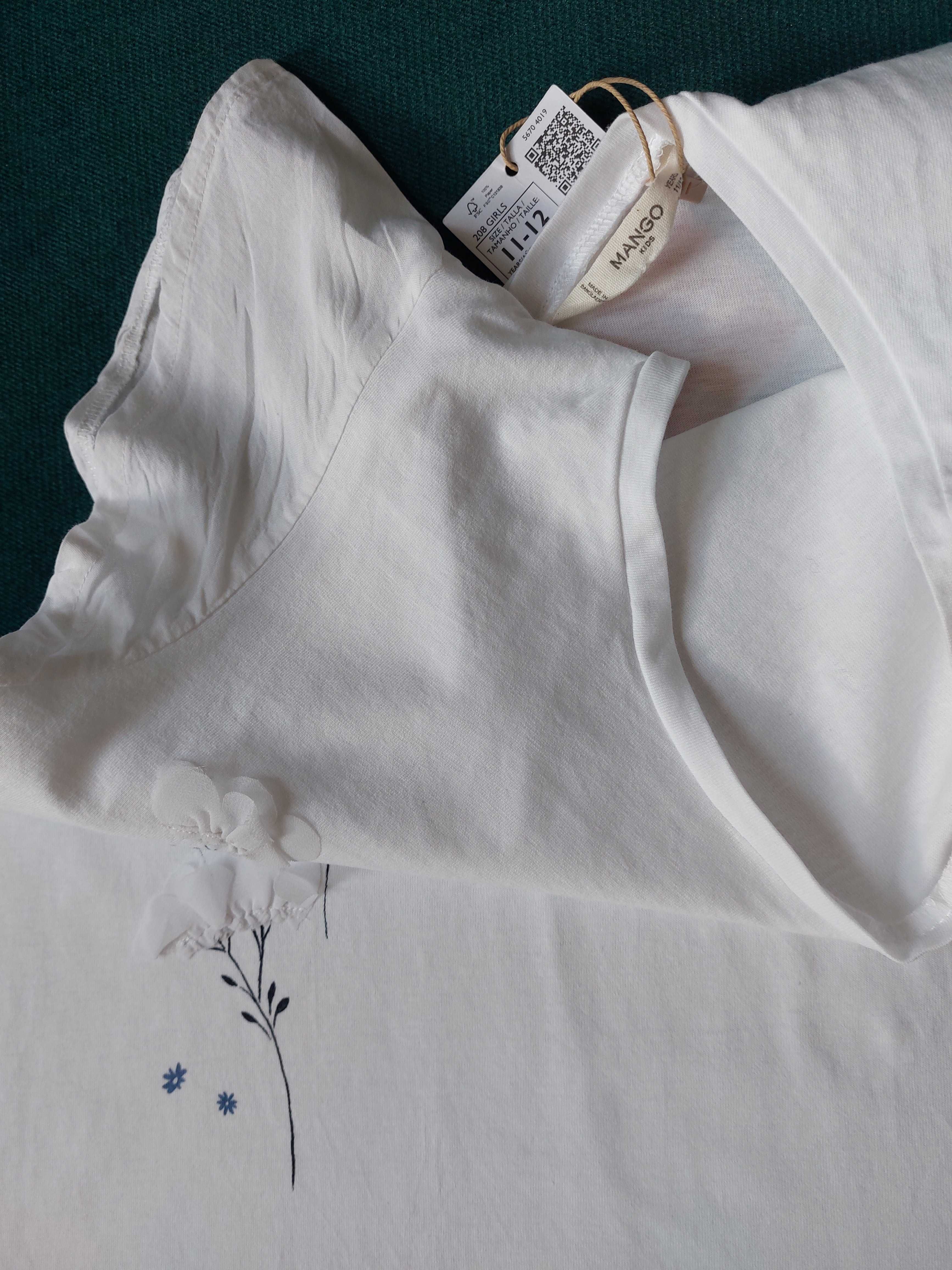 Mango T- shirt bluzka 11-12L biała bawełna