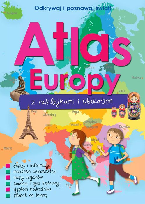 Atlas Europy Z Naklejkami I Plakatem  Nowa