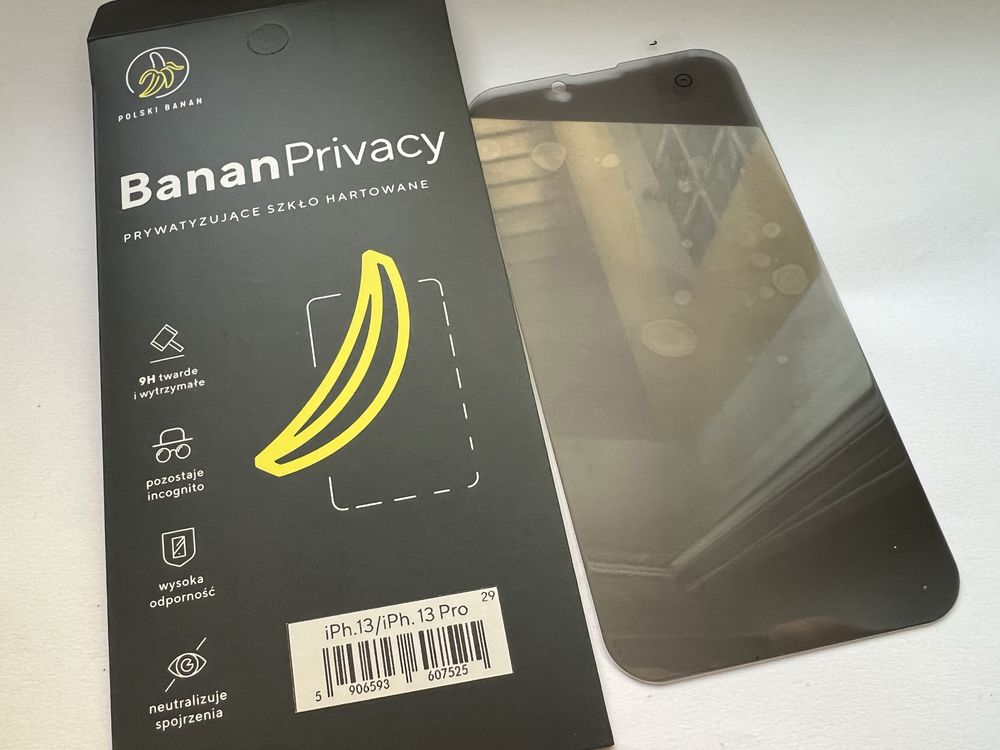 Szkło prywatyzujące Polski Banan Privacy iPhone 13/14 zwykły i Pro