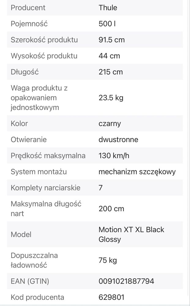 Box dachowy Thule Motion XT XLl 629801 NOWY